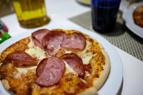 Pizza baking master class for children. Children's birthday. Stock Photos
