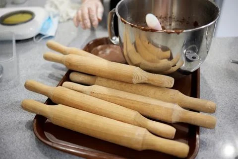 Pizza baking master class for children. Children's birthday. 스톡 사진