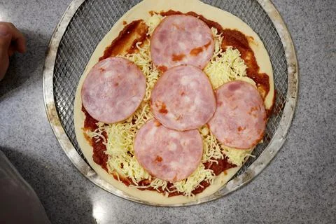 Pizza baking master class for children. Children's birthday. Stock Photos
