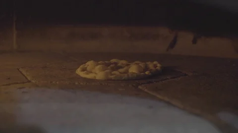 Pizza Baking in a Wood Fired Oven 04 Stock Footage 87204671