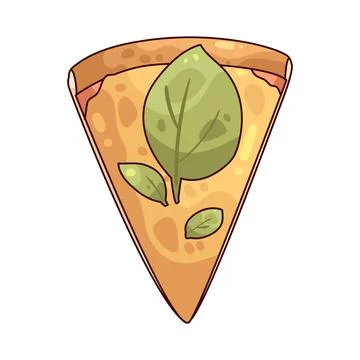 Pizza with basil illustration Stock Illustration