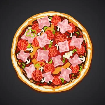 Pizza  on a black background Stock Illustration