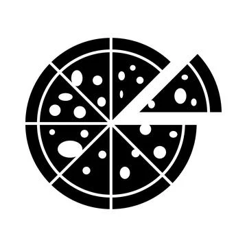 Pizza black vector icon on white background Stock Illustration