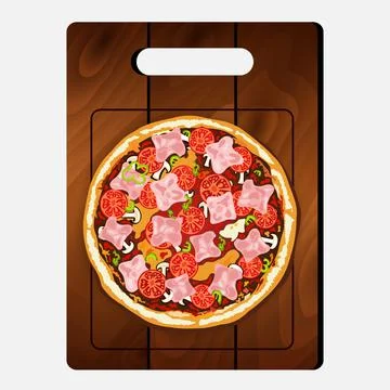 Pizza on the board on a white background. EPS 10. Stock Illustration