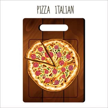 Pizza on the board on a white background Stock Illustration