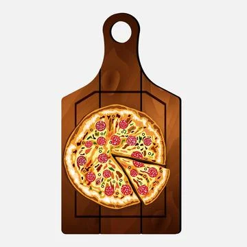 Pizza on the board on a white background Stock Illustration