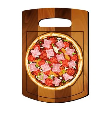 Pizza on the board on a white background Stock Illustration