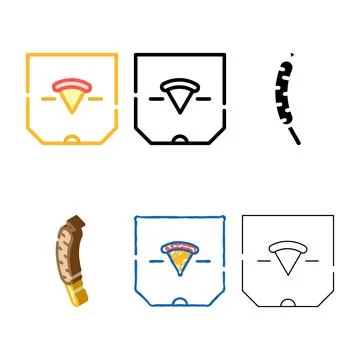 Pizza box color icon vector variety isolated Illustrazione stock