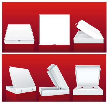 Pizza box in different positions 库存插图