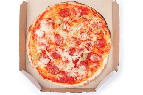 Pizza in box isolated Stock-Fotos