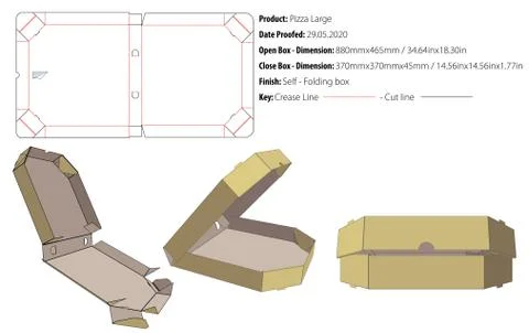 Pizza box large packaging template self lock die cut vector 1-eps Stock-Illustration