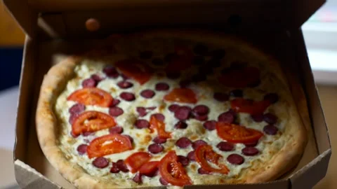 Pizza Box: Opened by Hand Stock Footage 271354645