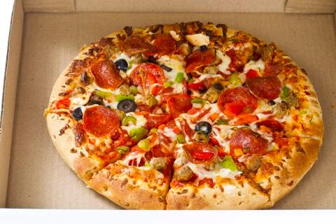Pizza on box Stock Photos