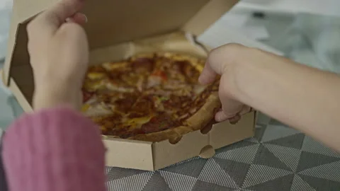 Pizza Box on a Table in a Kitchen Stock Footage 277245401