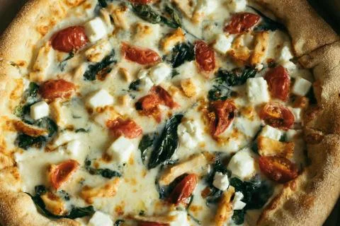 Pizza in box on table. Stock Photos