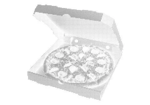 Pizza box vector illustration with halftone dot pattern effect. Stock Illustration