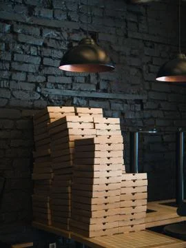 Pizza boxes delivery Stock Photos