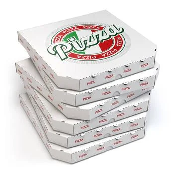 Pizza boxes stack isolated on white, Pizza boxes stack isolated on white, ... Stock Photos