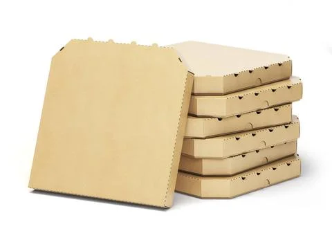 Pizza boxes stack isolated on white, Pizza boxes stack isolated on white, ... Stock Photos