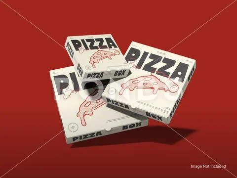 Pizza Boxes Stacked Food Packaging Mockup PSD Template