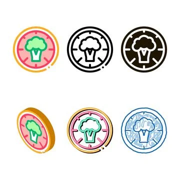 Pizza broccoli icon vector outline styles Stock Illustration