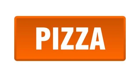 Pizza button. pizza square orange push button Stock Illustration