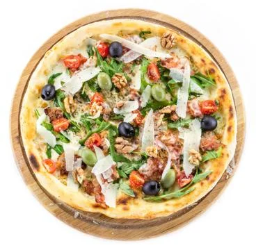 Pizza Caesar over white background Stock Photos