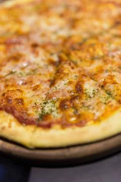 Pizza in cafe. Close up view. Top view Stock-Fotos
