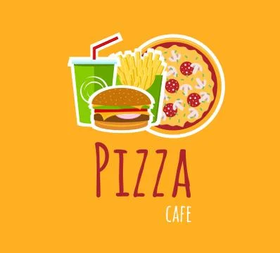 Pizza Cafe Logo Composition Stock Illustration