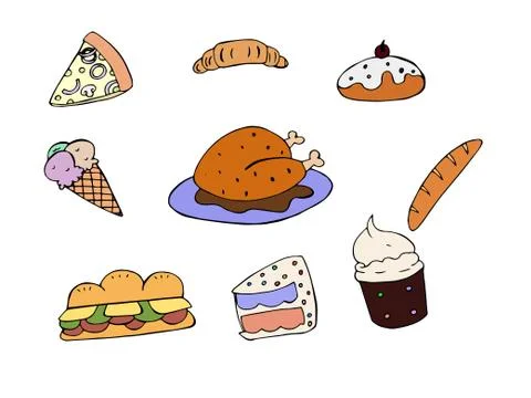 From pizza to cake Illustrazione stock