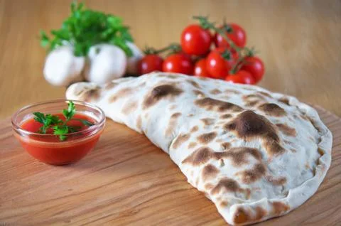 Pizza calzone with close up Stock Photos