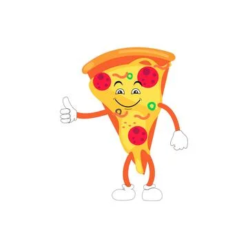 Pizza Cartoon Character, modern vector template set of mascot illustrations Stock Illustration