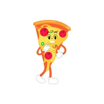 Pizza Cartoon Character, modern vector template set of mascot illustrations Stock Illustration