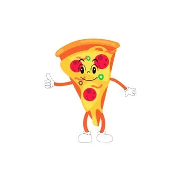 Pizza Cartoon Character, modern vector template set of mascot illustrations Stock Illustration
