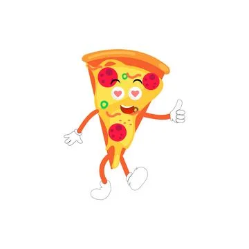 Pizza Cartoon Character, modern vector template set of mascot illustrations Stock Illustration