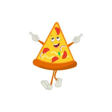 Pizza Cartoon Character, modern vector template set of mascot illustrations Stock Illustration
