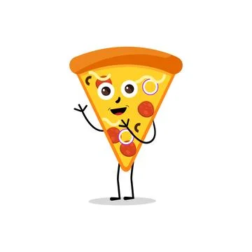 Pizza Cartoon Character, modern vector template set of mascot illustrations Stock Illustration