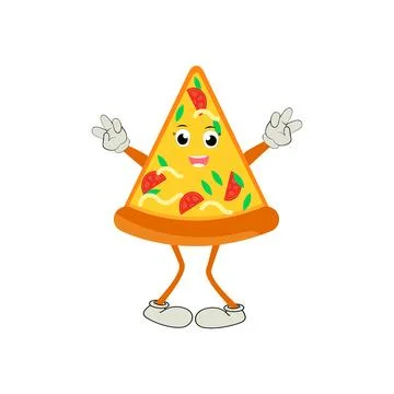 Pizza Cartoon Character, modern vector template set of mascot illustrations Stock Illustration