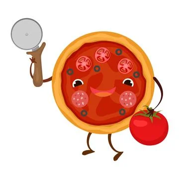 Pizza characters mascot funny elements for pizzeria vector illustration Illustrazione stock