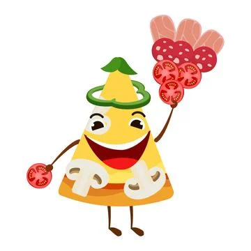Pizza characters mascot funny elements for pizzeria vector illustration Illustrazione stock