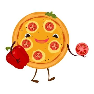 Pizza characters mascot funny elements for pizzeria vector illustration Illustrazione stock