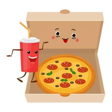 Pizza characters mascot funny elements for pizzeria vector illustration Illustrazione stock