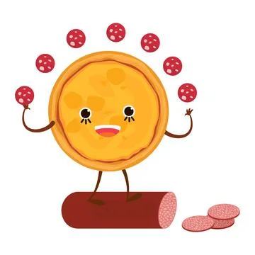 Pizza characters mascot funny elements for pizzeria vector illustration Illustrazione stock