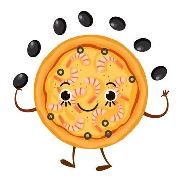 Pizza characters mascot funny elements for pizzeria vector illustration 스톡 일러스트