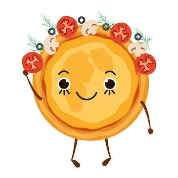 Pizza characters mascot funny elements for pizzeria vector illustration Illustrazione stock