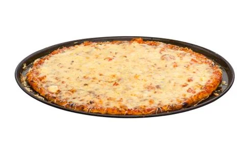 Pizza with cheese isolated on white Stock Photos