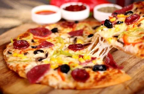 Pizza with Cheese Stock Photos