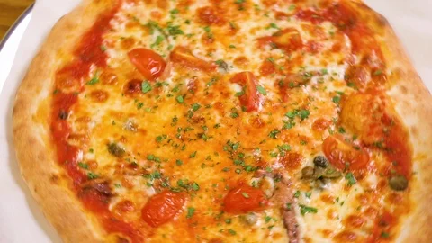 Pizza Cheese With Tomato Stock Footage 103363973