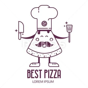 Pizza Chef in Cooking Hat Stock Illustration