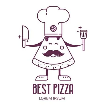 Pizza Chef in Cooking Hat Stock Illustration